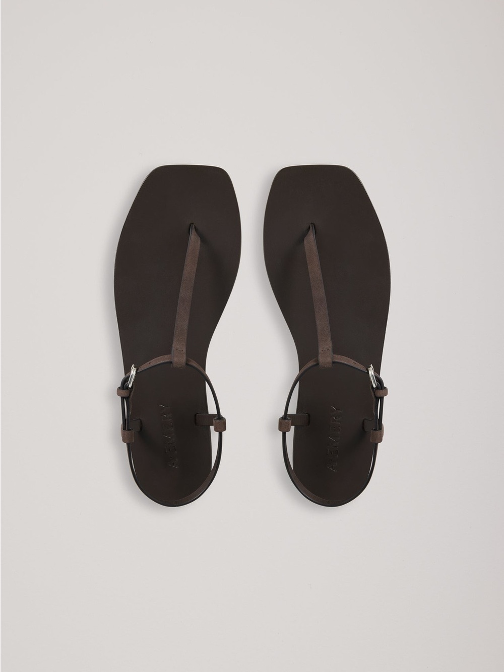 A. Emery Clara Suede Thong Sandals in Liquorice Size 38